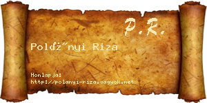 Polányi Riza névjegykártya